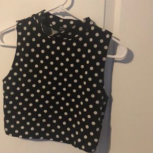 Black and white polka dot crop top